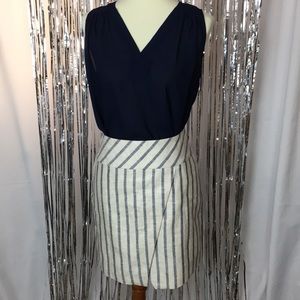 Striped Pencil Skirt w/ Crossover Detail